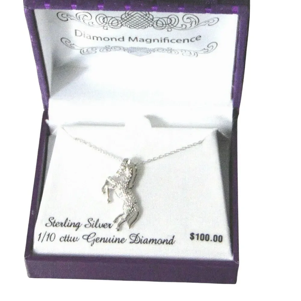NEW 1/10cttw DIAMOND HORSE NECKLACE 18